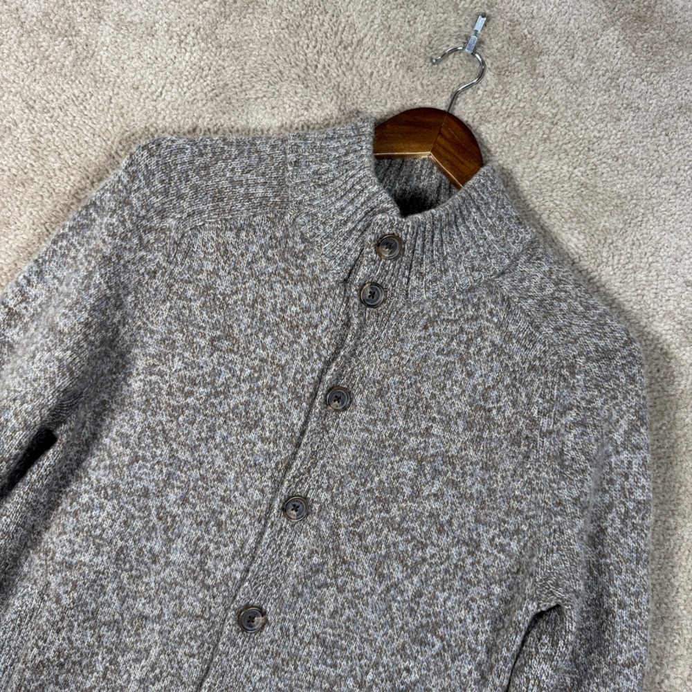 Brooks Brothers Cardigan Women Small Brown Merino Wool Italian Yarn Mock Neck